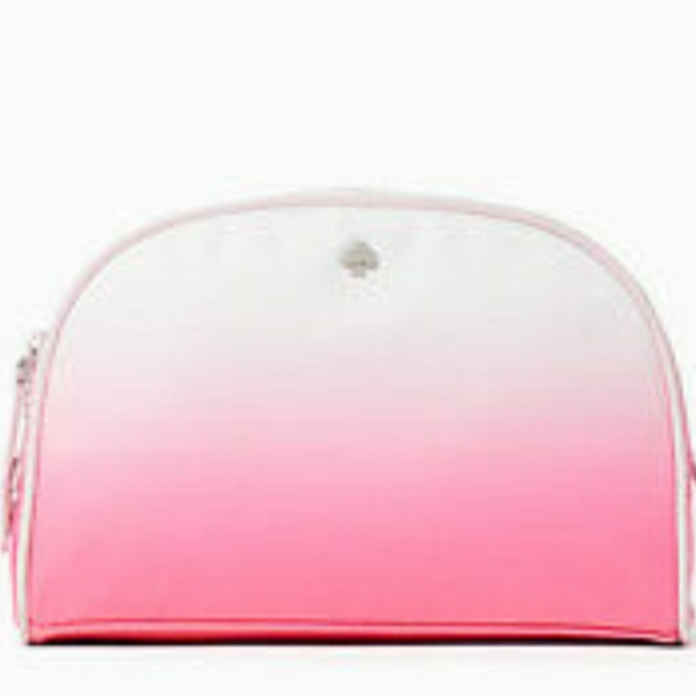 Kate Spade Pink Ombré Jae Degrade Medium Dome Cosmetic Bag Case Pouch.